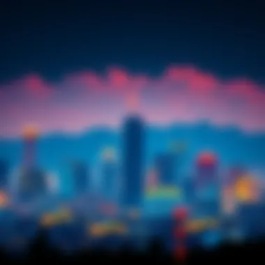 A view of Los Angeles skyline showing a prominent building with a warning sign indicating a threat, highlighting concerns over security