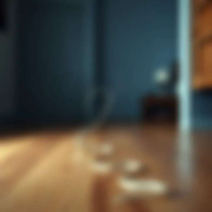A long strand of hair on a wooden floor, suggesting an unsettling presence in the room.