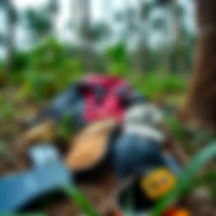 Lost belongings in Uganda A backpack and personal items left behind in a forested area of Murchison Falls National Park, symbolizing a missing person's case.