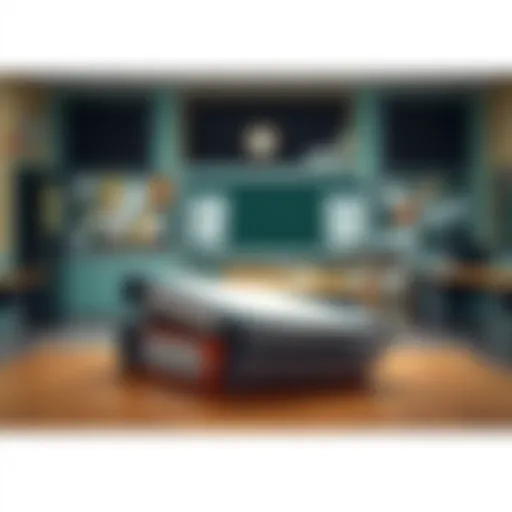 A binder and DVDs placed on a table in a study room at Mallworld school, near a classroom