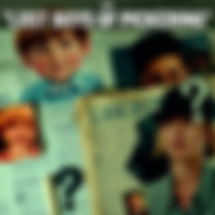 A collage of newspaper articles and question marks related to the Lost Boys of Pickering case, highlighting the mystery and investigation