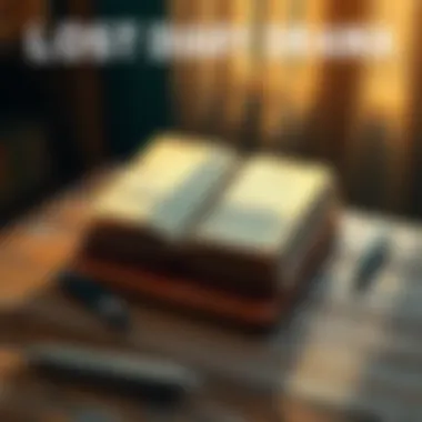 A diary open on a wooden table with a pen beside it, symbolizing loss and nostalgia.