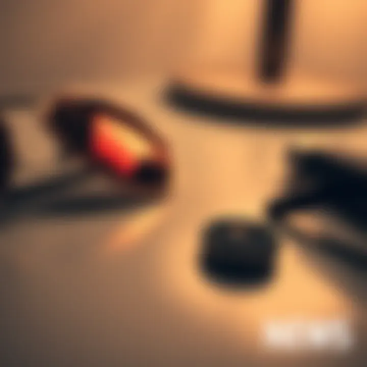 A close-up of a shiny ring on a dresser beside a pair of sunglasses