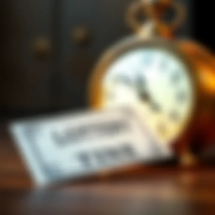A lottery ticket lies next to a vintage clock, symbolizing time travel and luck.