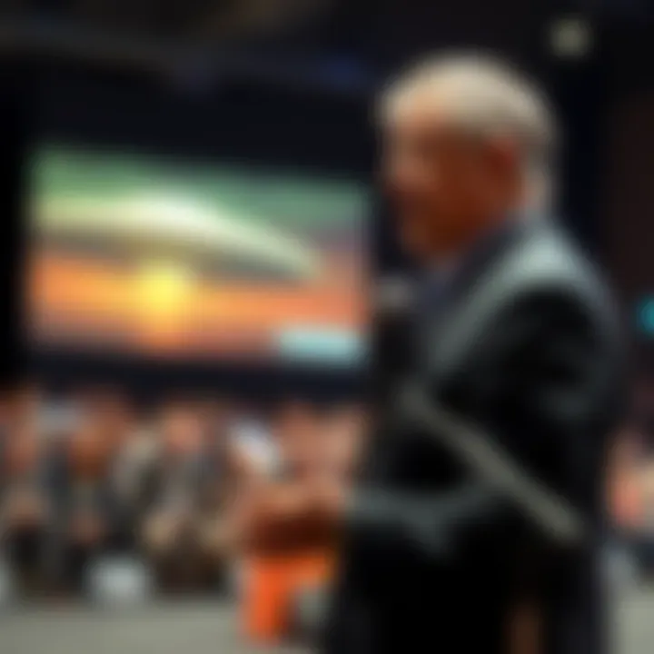 Louis Elizondo engaged in a discussion about unidentified aerial phenomena at a public event