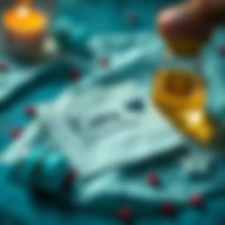 A close-up of tissue paper with a name written on it and a bottle of perfume beside it, symbolizing a love spell setup.
