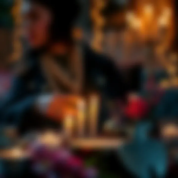 A person lighting candles and arranging flowers for a love spell ritual