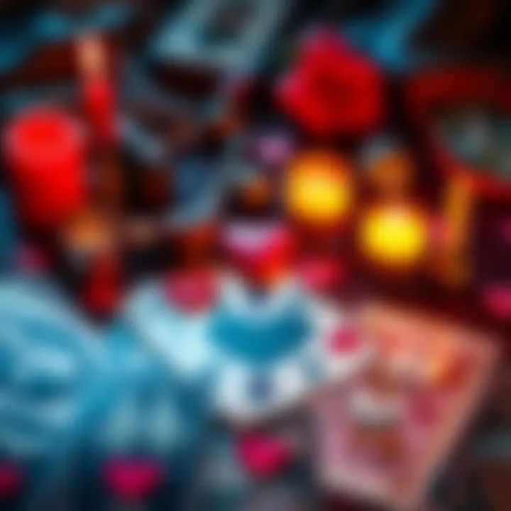 Love Tarot Reading A tarot card spread with heart-themed cards and candles, symbolizing love and relationships