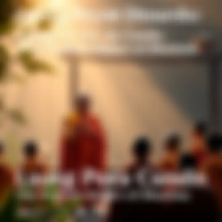 Luang Por Jia Cundo sharing teachings on Dhamma to a group of attentive followers in a serene setting