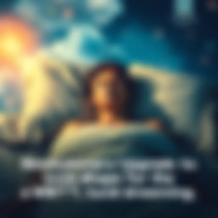A person lying in bed with a peaceful expression, surrounded by dream-like imagery and clouds, symbolizing enhanced lucid dreaming