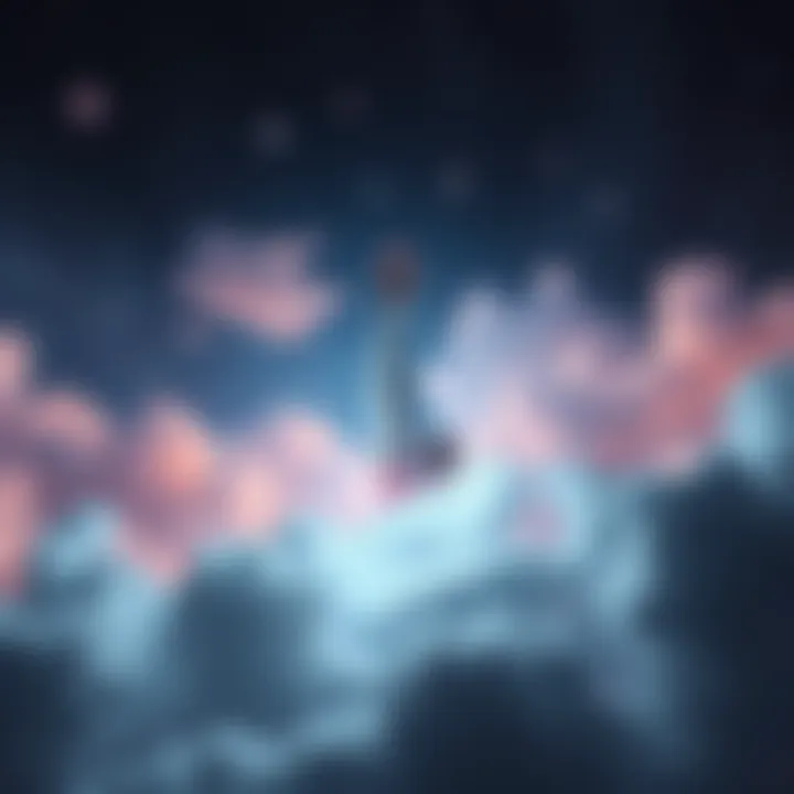 A person floating in a dreamlike state surrounded by soft clouds and stars, symbolizing lucid dreaming and awareness during nightmares.