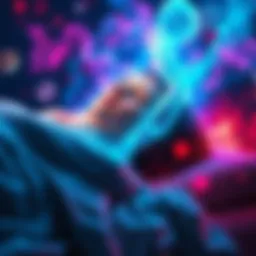 A person sleeping peacefully, surrounded by colorful dream imagery representing clarity and vividness.