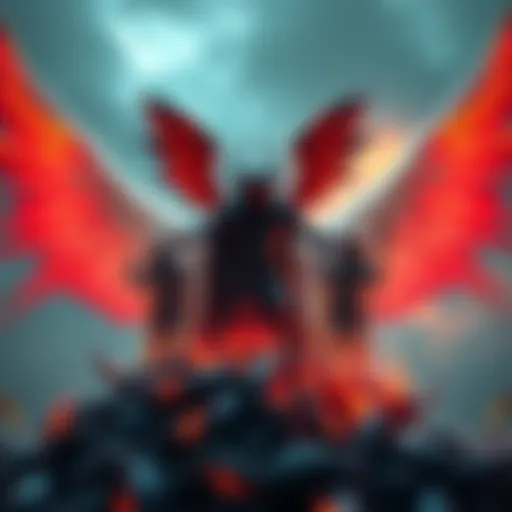 A dream scene featuring Lucifer and angelic figures against a surreal background with lobster-like claws.