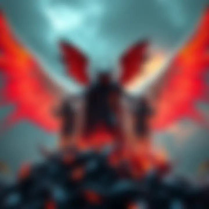 A dream scene featuring Lucifer and angelic figures against a surreal background with lobster-like claws.