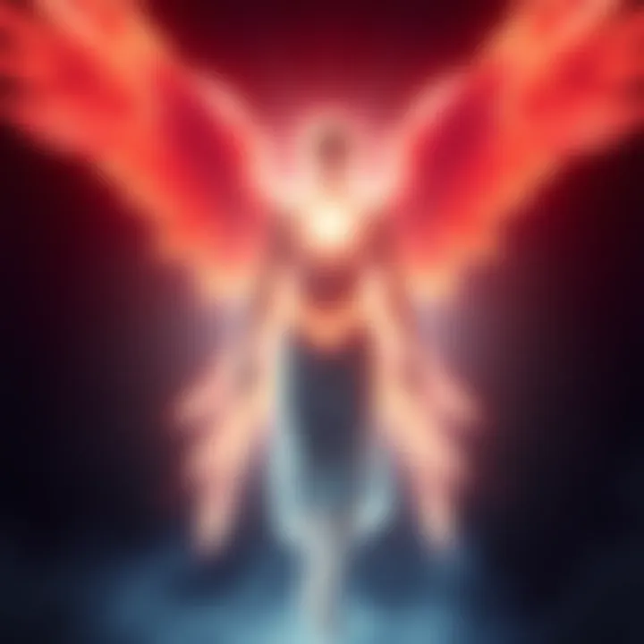 A bright figure symbolizing light, with both male and female features, standing in a radiant environment, representing the duality of Lucifer's gender