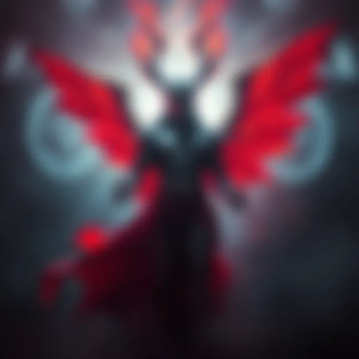 A figure representing Lucifer, surrounded by light and shadows, reflecting a struggle between good and evil.