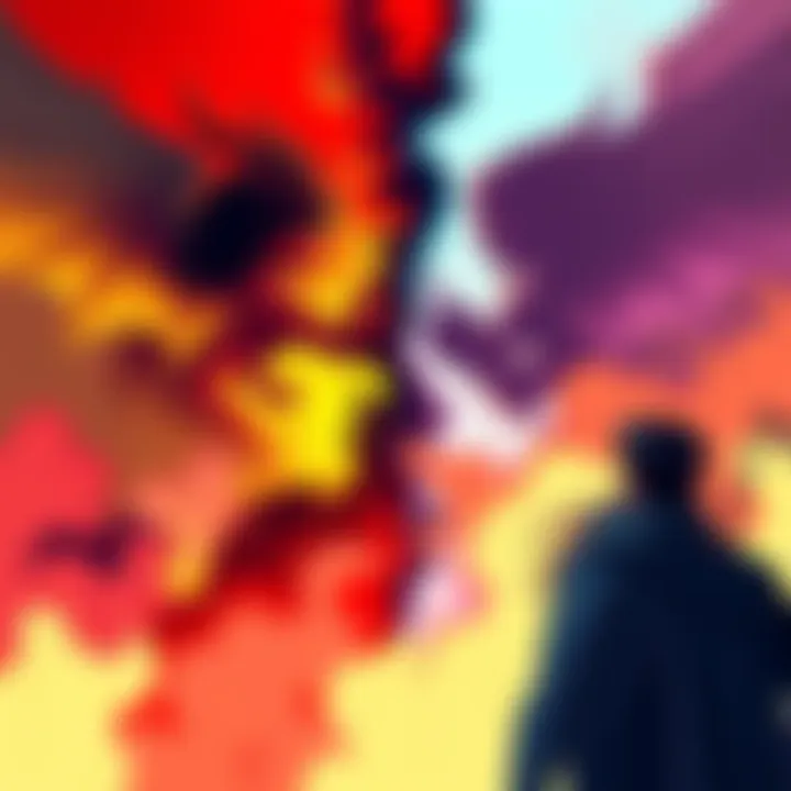 Lucifer and Satan Debate Illustration showing a person pondering over the differences between Lucifer and Satan, with contrasting symbols representing each figure in the background.