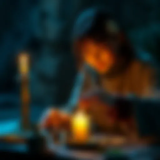A person lighting a candle and using herbs in a small ritual to bring good luck to a friend