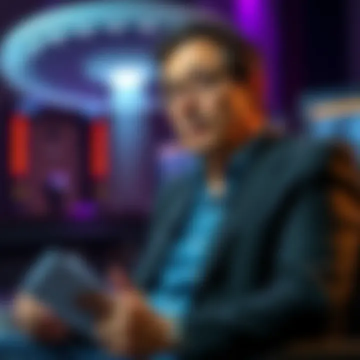 Lue Elizondo discusses UFO insights Lue Elizondo speaking about UFOs in an interview setting, with a serious expression and notes in hand