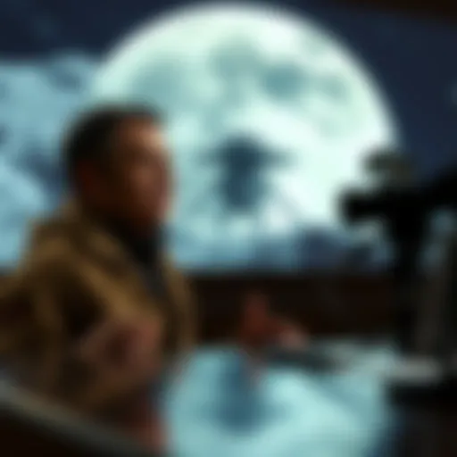 Lue Elizondo speaking about potential structures on the moon during a press conference