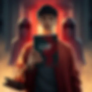 Book Critique on Disclosure Person holding Lue's book with a questioning expression, surrounded by shadowy figures representing disinformation and corporate influence.