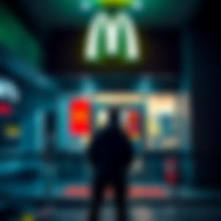 Luigi Mangione standing in front of a McDonald's entrance instead of the drive-thru