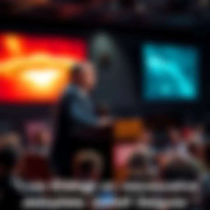 Luis Elizondo stands at a podium discussing Unidentified Aerial Phenomena, with an audience listening intently.