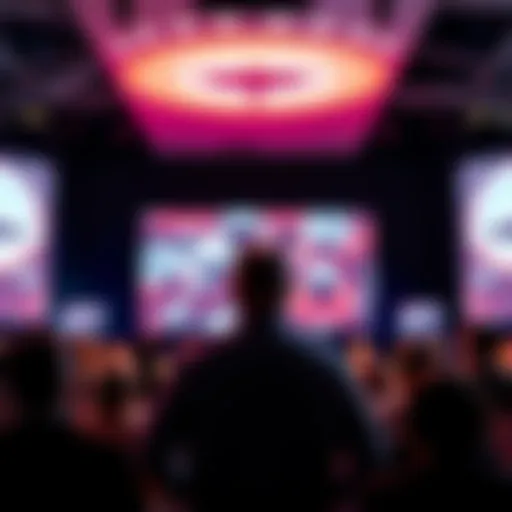 Luis Elizondo addressing a crowd with a projector displaying UAP images in the background