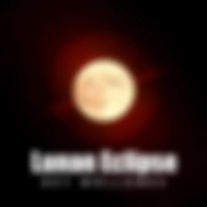 A bright full moon during a lunar eclipse, with a shadow crossing its surface, set against a dark sky.