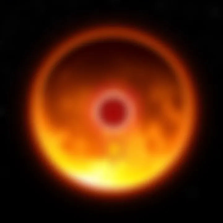 A lunar eclipse with a glowing full moon surrounded by stars and a sun symbol representing solar return