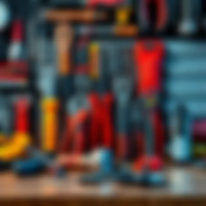 A variety of M29 Right Handed tools displayed on a workbench, showcasing their design and features.