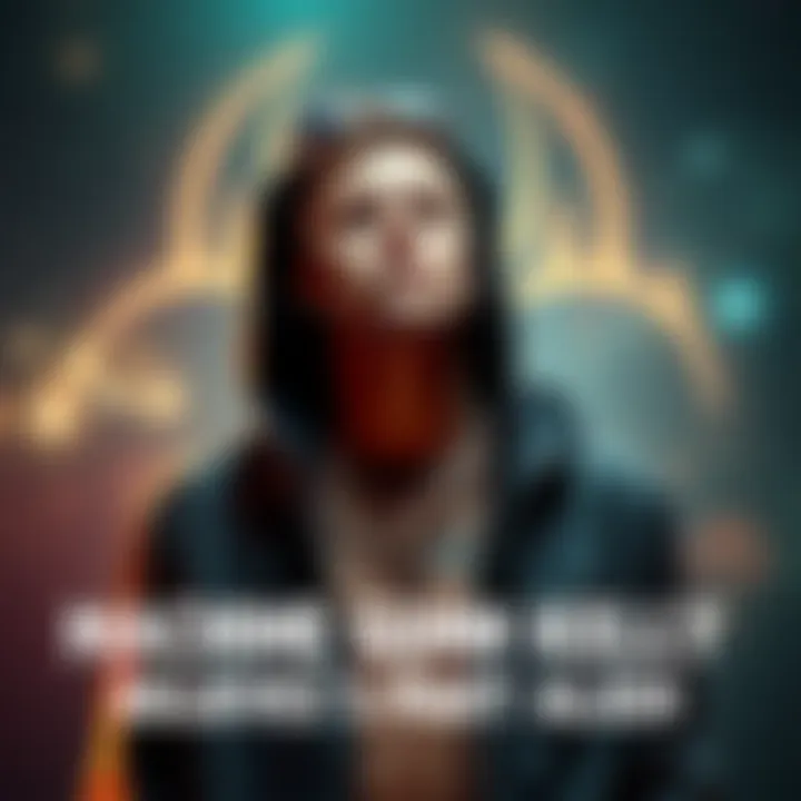 Machine Gun Kelly stands with a cosmic background and alien symbols, sharing his belief of being part alien after his mom's alleged abduction.