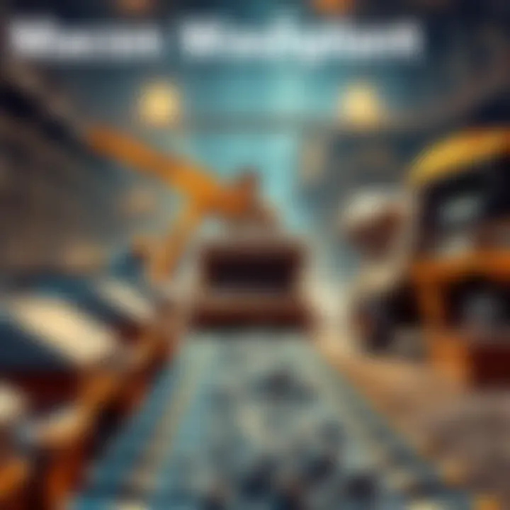 A Macon washplant processing materials with machinery and workers in the background.