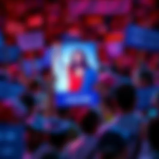 MAGA Evangelicals Rally Supporters at a rally holding signs and displaying an AI-generated image of Jesus supporting Trump