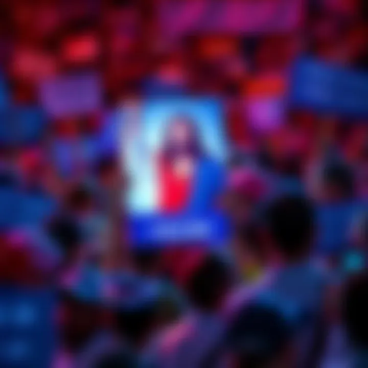 MAGA Evangelicals Rally Supporters at a rally holding signs and displaying an AI-generated image of Jesus supporting Trump