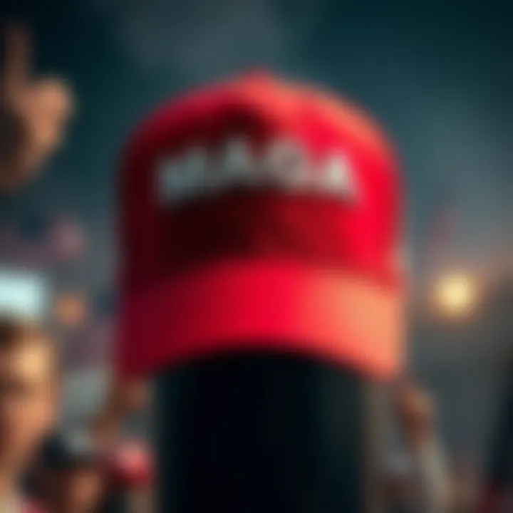 A red baseball cap with the letters MAGA prominently displayed, symbolizing the political movement.