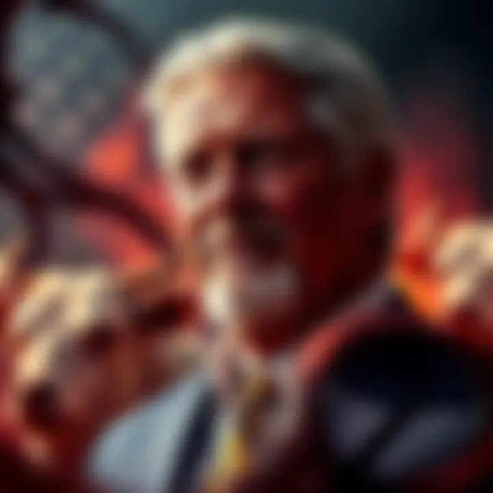 MAGA Republican Mike Johnson with symbolic imagery related to animal sacrifices and Trump administration policies