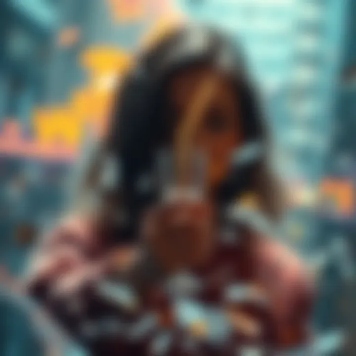 A person holding a glass straw while surrounded by dream-like imagery and broken glass shards, symbolizing transformation and intuition.