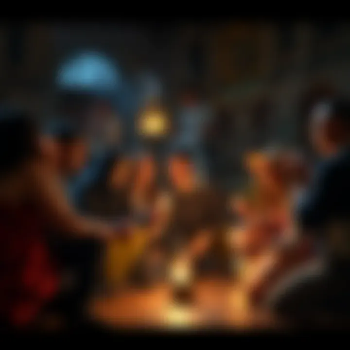 A diverse group of magic enthusiasts gathered in a circle, sharing excitement and rituals.