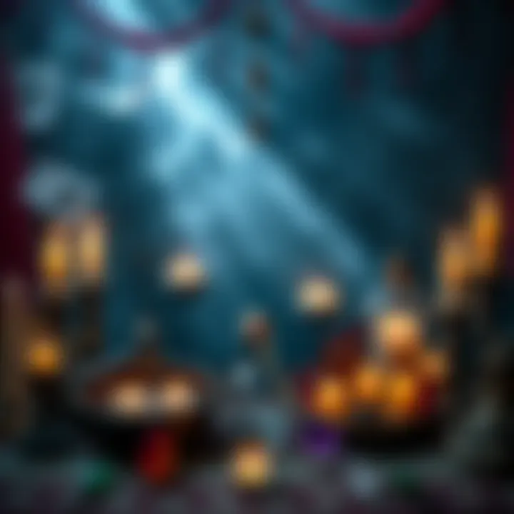 An enchanting display of a magical altar with various objects for rituals