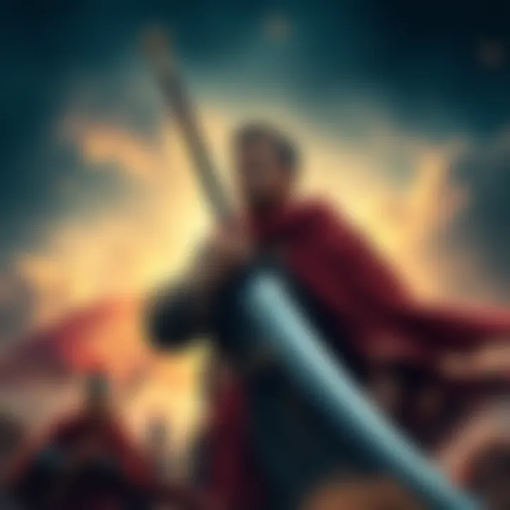 Maguindanao Resistance Leader A fierce leader holding a sword, standing strong in defense of his kingdom against invaders.