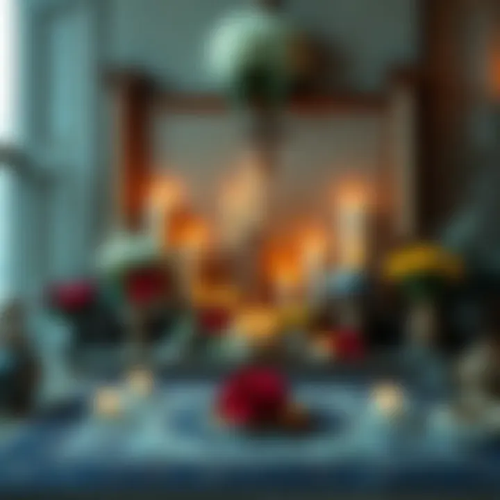 A serene altar with candles, flowers, and spiritual items arranged neatly for upkeep and care