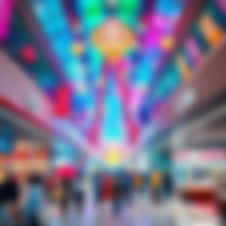 Mall World Dream Scene A vibrant dream scene depicting a bustling mall filled with shops and people, showcasing various stores and a colorful atmosphere.