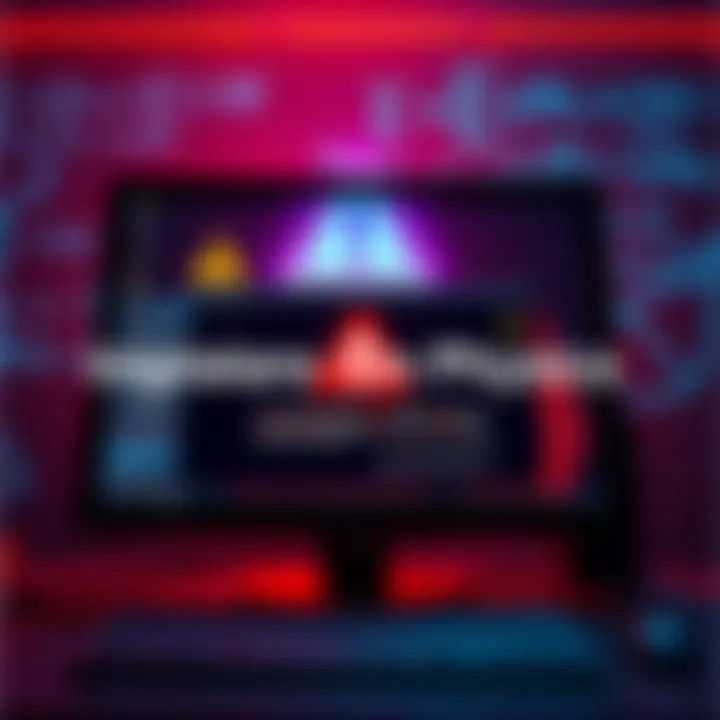 A visual representation of malware affecting physics computations, depicting a computer screen with warning symbols and physics equations in the background.