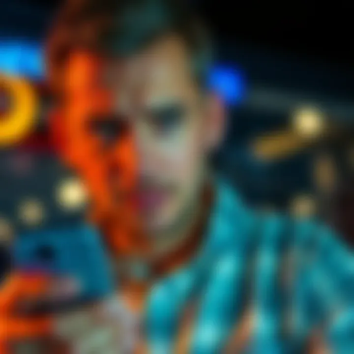 A man with a worried expression gazes at his smartphone, questioning if it is listening to his talk about government surveillance.