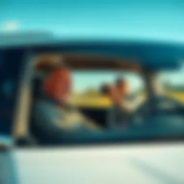 Man at Golf Course Requesting Photo An older man in a sleek SUV asking a golf course employee for a photo