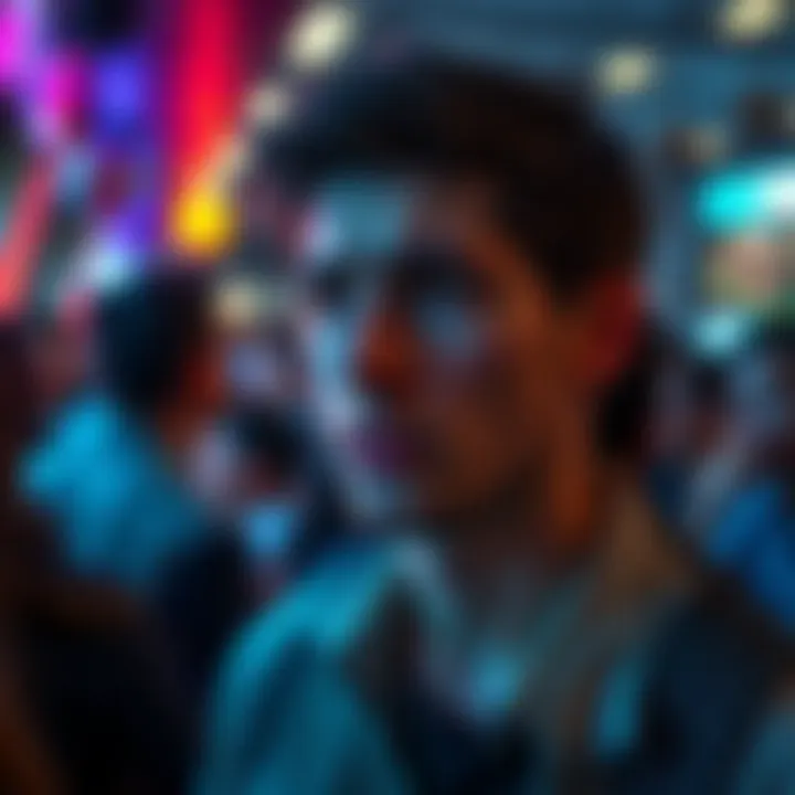 A young man looks anxious at a crowded social event, illustrating the feeling of panic attacks in public spaces.