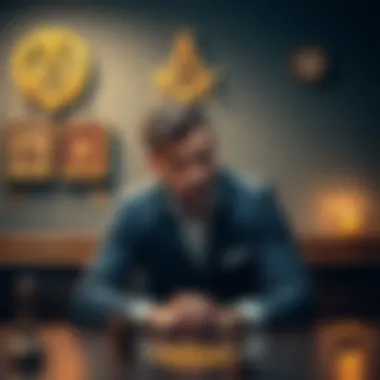A man sits thoughtfully at a table, contemplating his desire to join a Mason Lodge, with symbols of masonry subtly displayed around him.