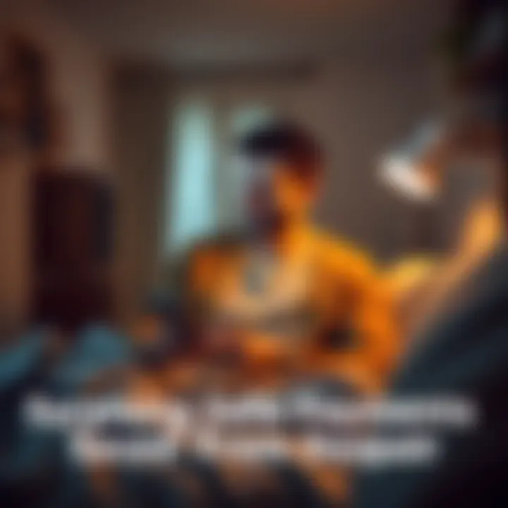 Man receiving Zelle payments A relieved man in a small apartment smiles as he checks his phone for Zelle payments, surrounded by bills and a laptop