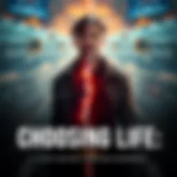 A man stands at a crossroads, torn between two distinct paths, symbolizing a choice between life and a different reality. His expression reflects deep contemplation and emotion.